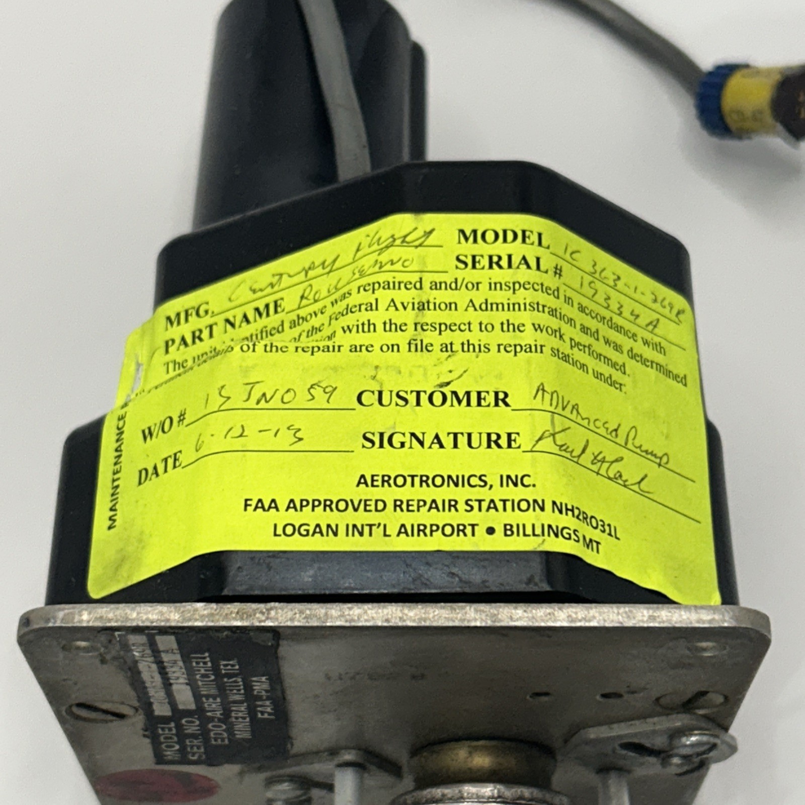 EDO-AIRE Century Autopilot Roll Servo PN: 1C363-1-269R