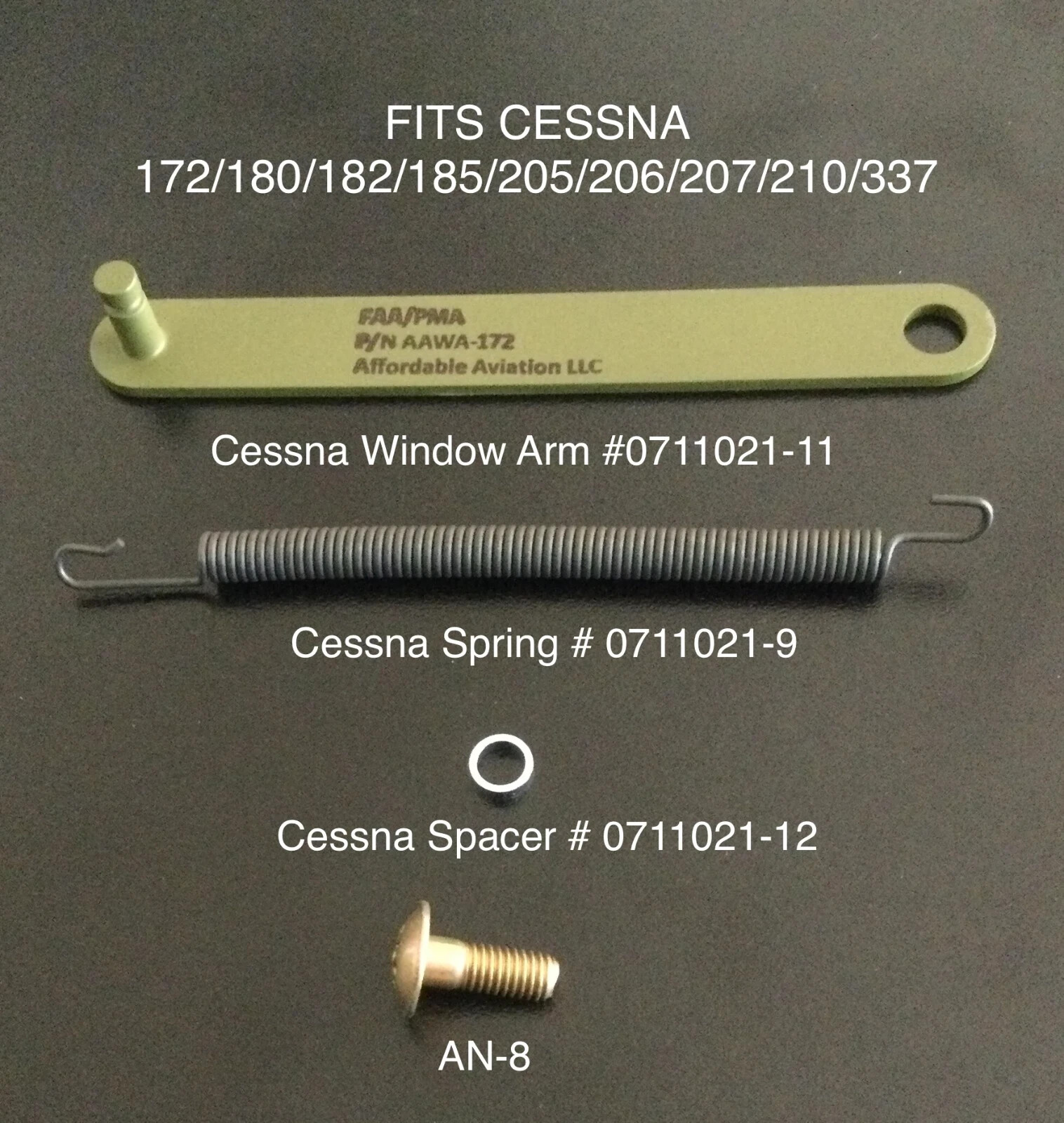 FAA/PMA APPROVED CESSNA WINDOW ARM KIT- FOR CESSNA P/N 0711021-11 & 0711021-4