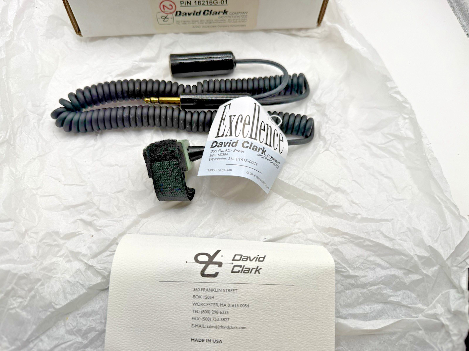 DAVID CLARK C10-15 PTT (Push To Talk) SWITCH p/n 18216G-01 NEW