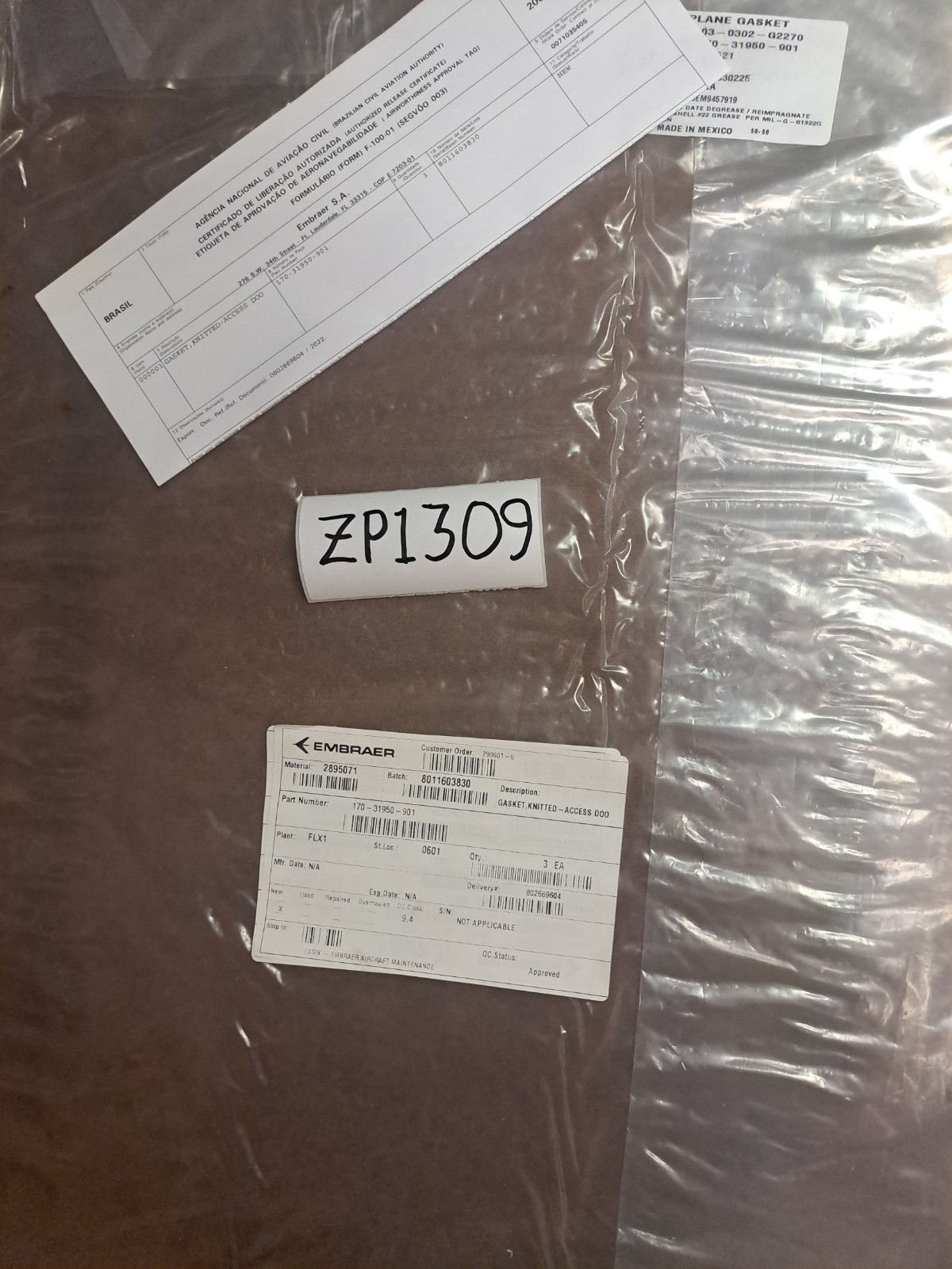 Embraer 170-31950-901 Gasket Knitted Access Door Qty 3 Pack NEW
