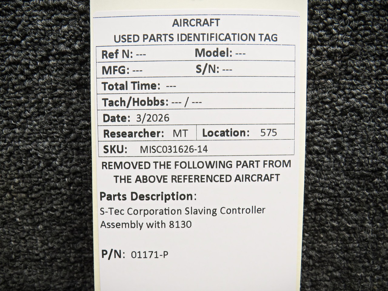 01171-P S-Tec Corporation Slaving Controller Assembly with 8130