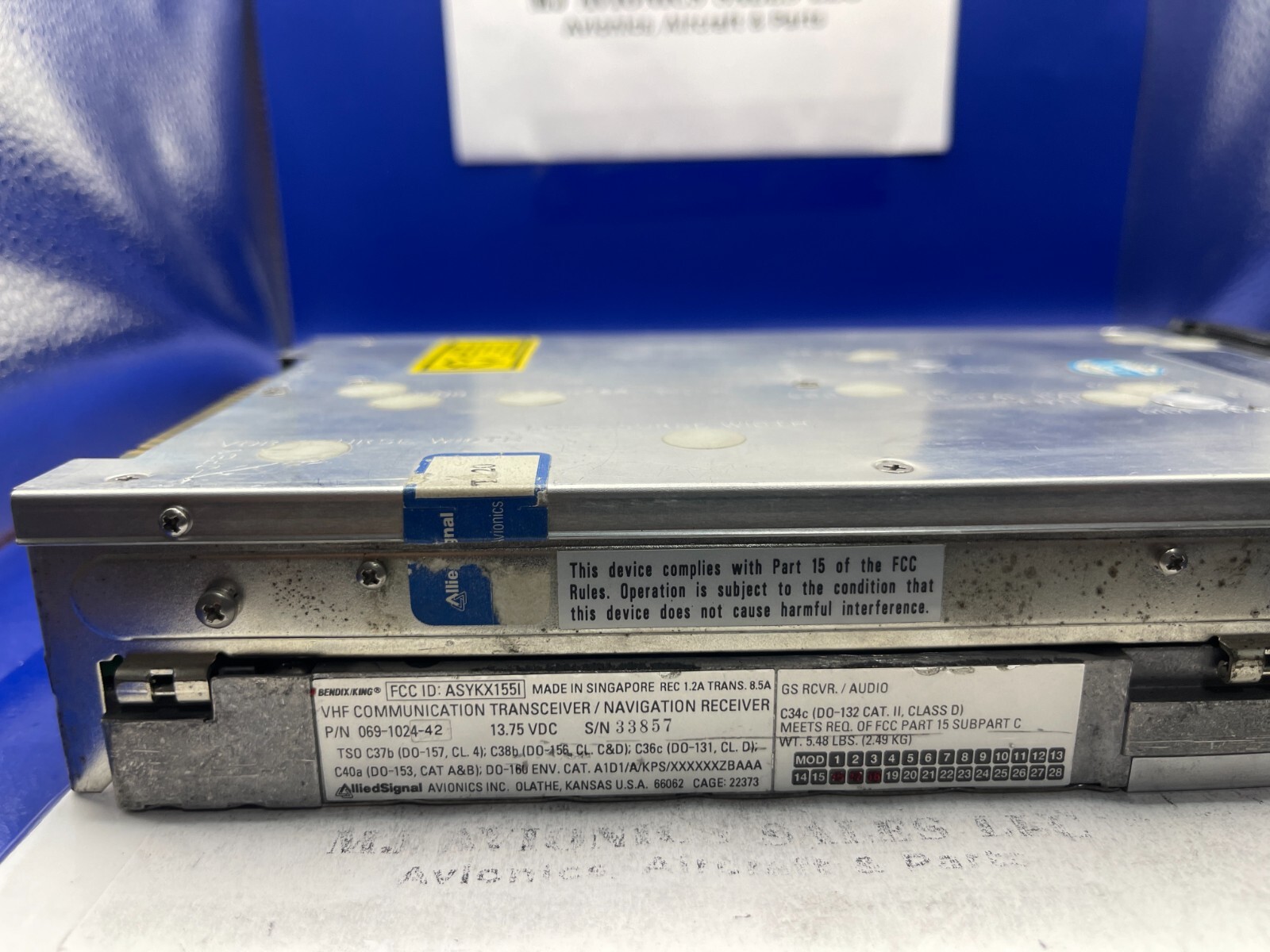 BENDIX/KING KX 155 P/N 069-1024-42 14VDC WITH GLIDE/SLOPE WITH FAA FORM 8130-3