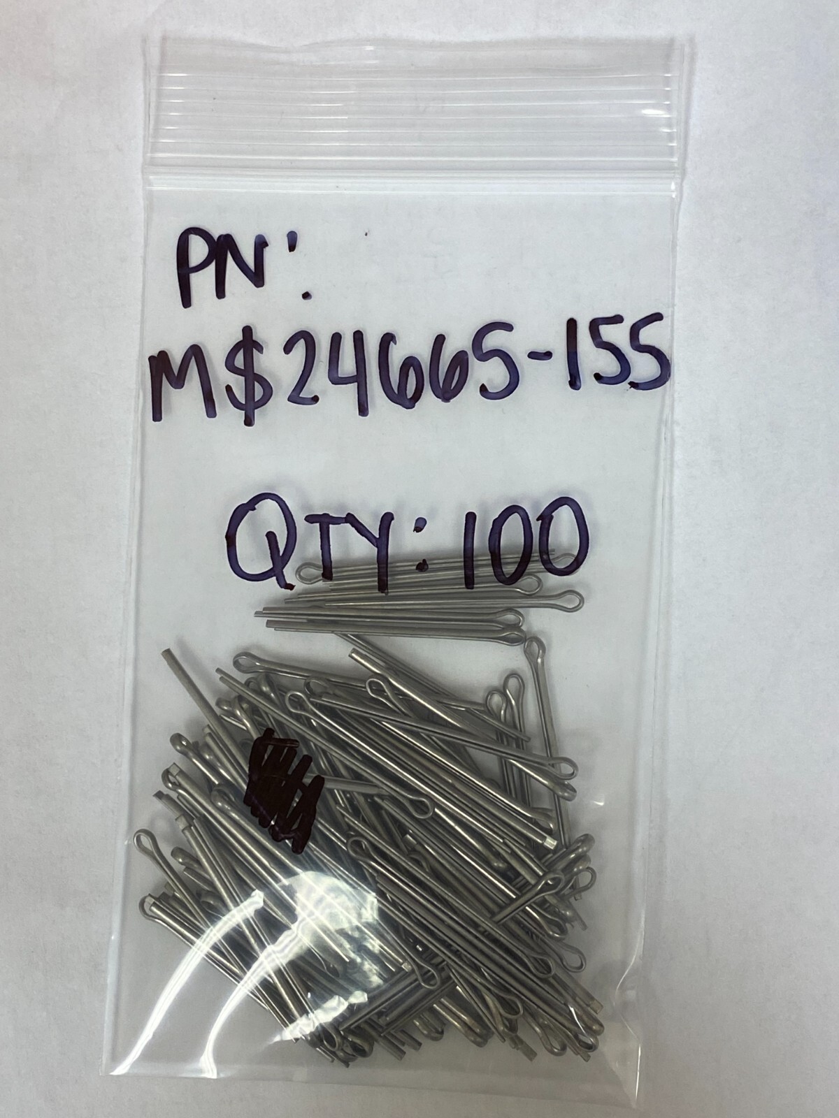 Cotter Pins Stainless Steel 100each P/N MS24665-155 New