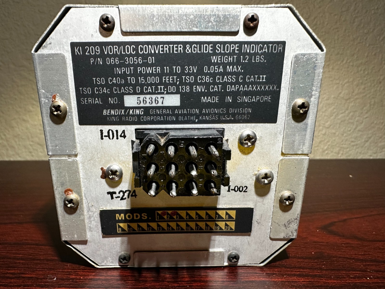King KI-209 VOR/LOC glideslope indicator recent yellow tag guaranteed 30 days
