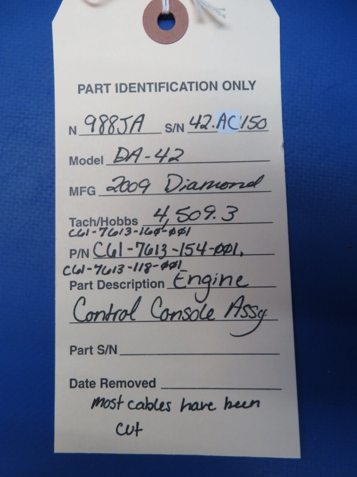 Diamond DA-42 Engine Control Console Assy P/N C61-7613-154-001 (0623-499)