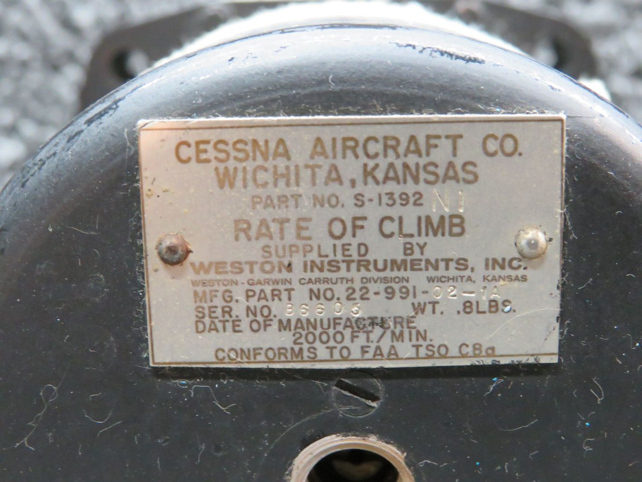 22-991-02-1A (Alt: S-1392N1) Weston Rate of Climb Indicator