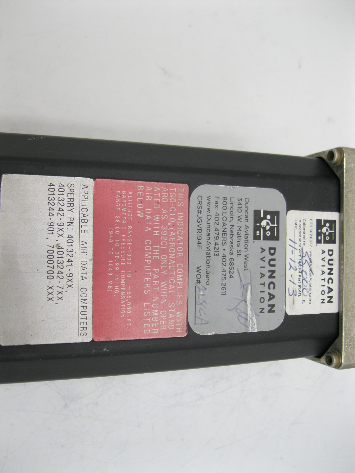 HONEYWELL SPERRY BA141 ALTIMETER PN: 4016341-907 AS REMOVED