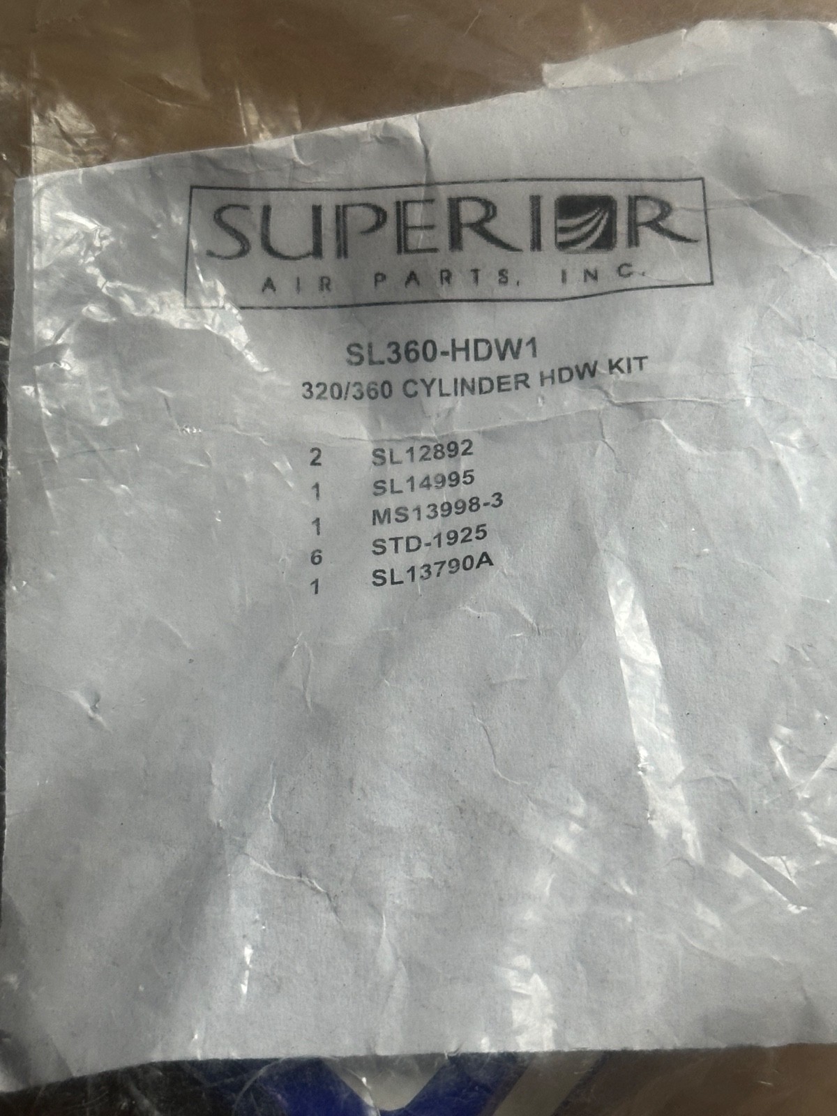 Superior Air Parts SL360-HDW1 320/360 Cylinder Hardware Kit SL13790A Shaft Valve