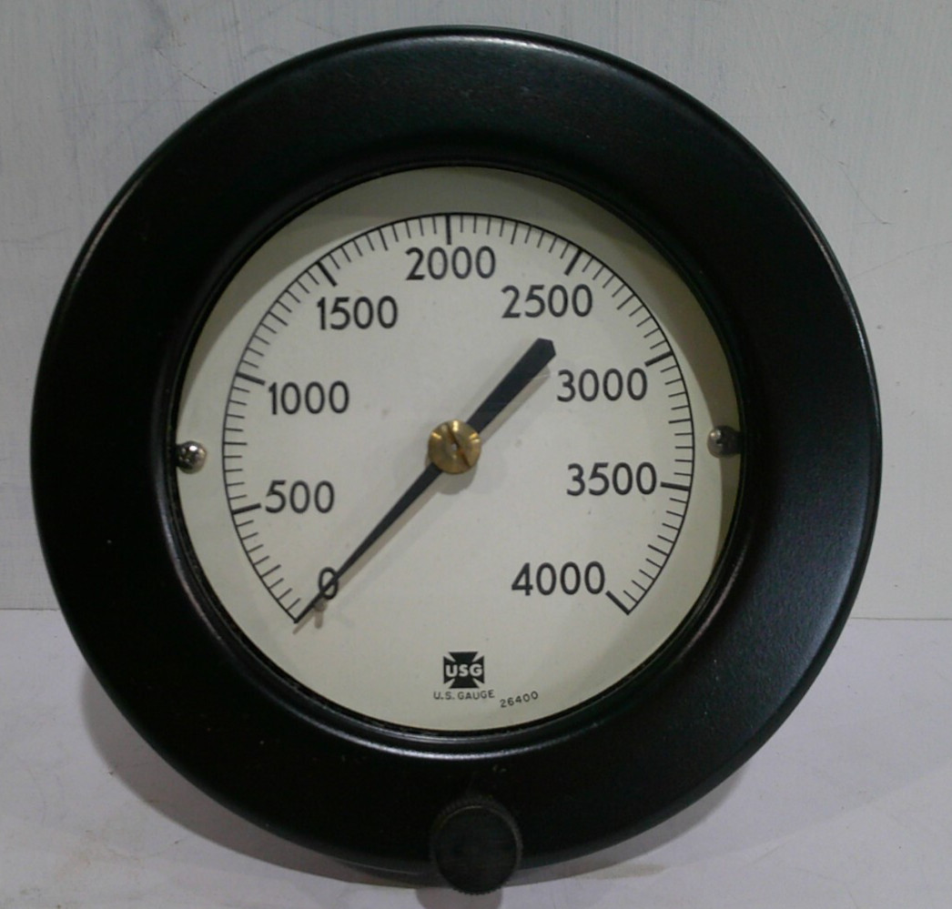 U.S.GAUGE PRESSURE 0-4000 GAUGE 3.5 INCH GLASS FACE NEW