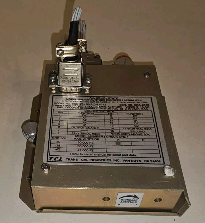 Trans-Cal SSD120-30A-RS-232 Altitude Encoder 30,000′ 14/28V. W/ 90 Day Warranty