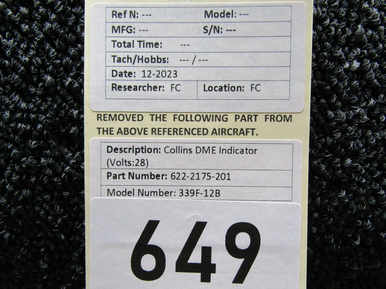 622-2175-201 Collins 339F-12B DME Indicator (Volts:28) (Wear)