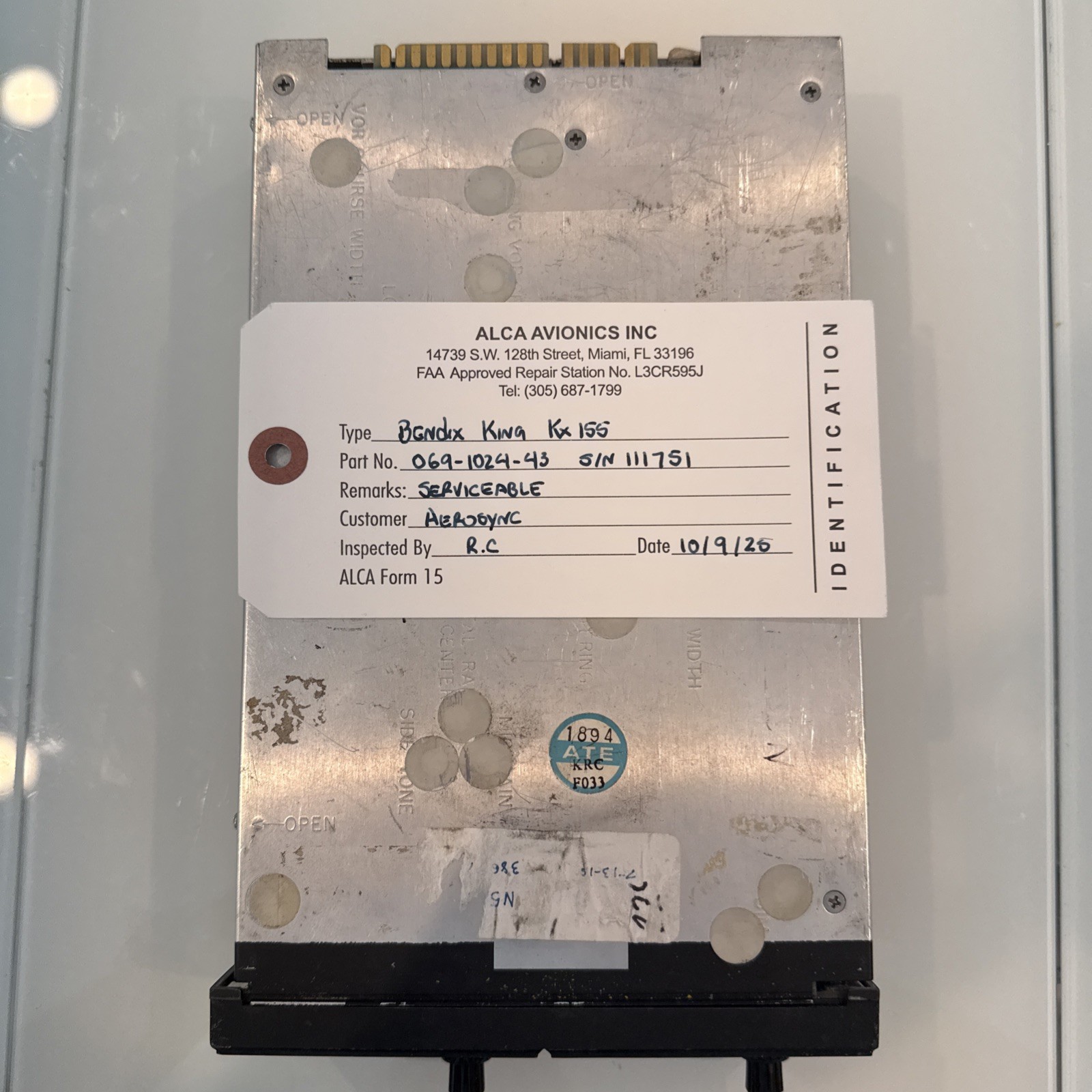 Bendix King KX 155 Nav/Com Glideslope 28 Volt 069-1024-43 – RACK AND BACKPLATE