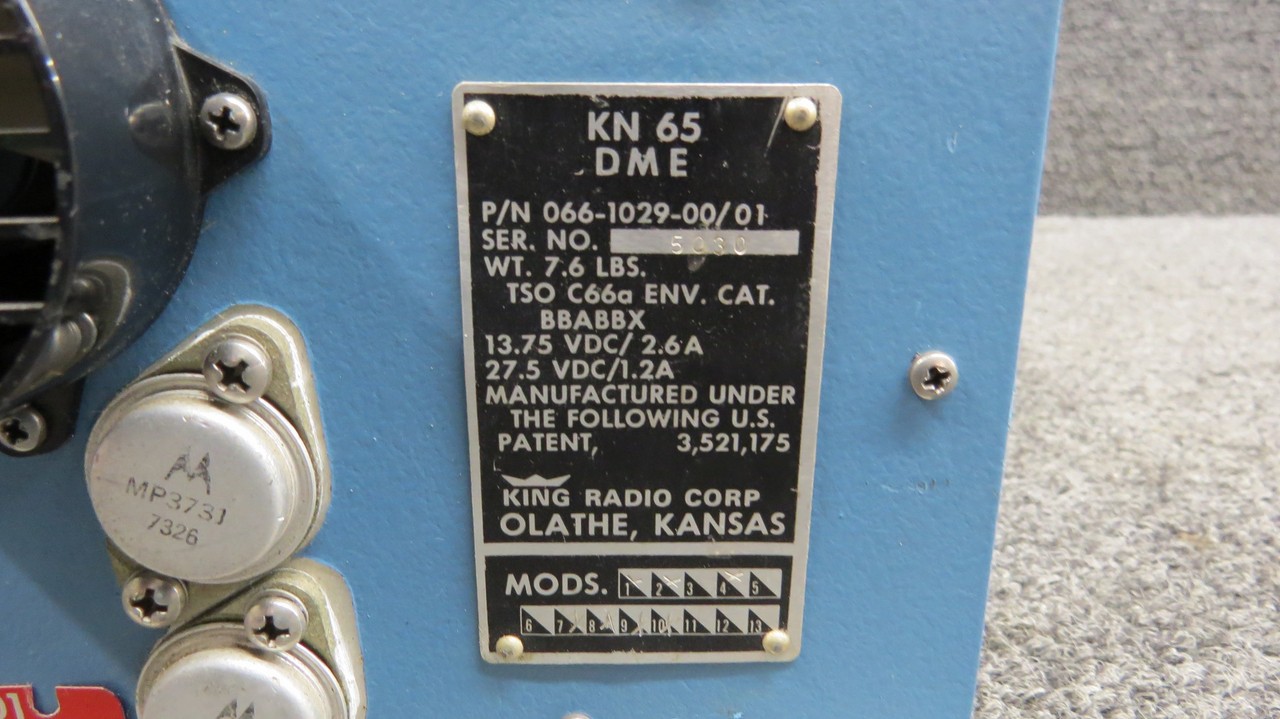 066-1029-00-01 King Radio KN-65 DME Processor with Tray & Mods (Volts: 14-28)