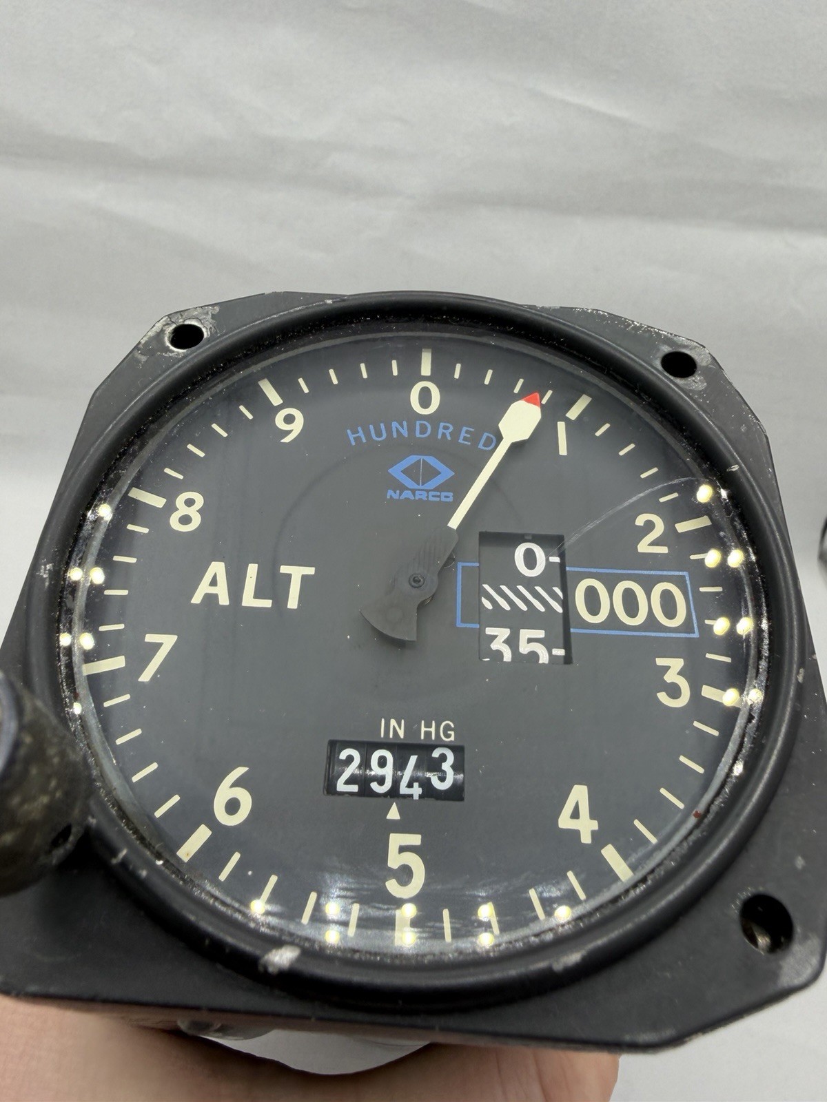 Narco Aircraft Altimeter 3 Pointer Alt Gauge TSO-C10b, S/N 4412, AR600B