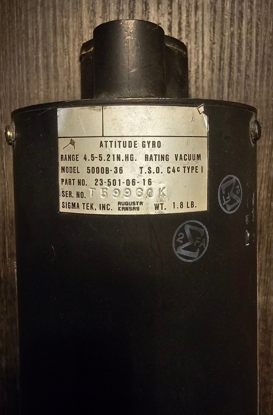 Sigma Tek Attitude Gyro Model 5000B-36 P/N: 23-501-06-16 W/ 60 Day Warranty