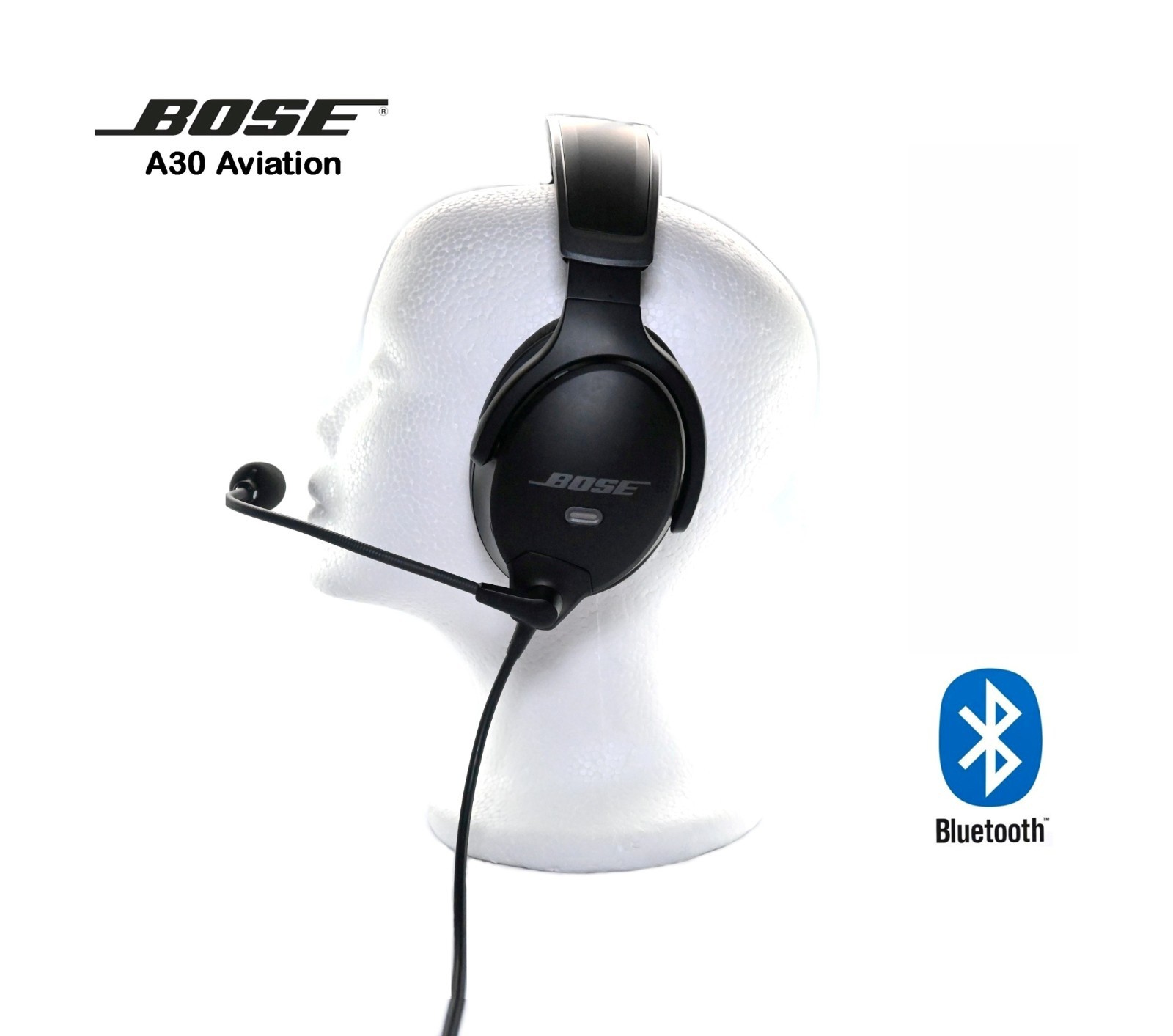 Bose Aviation Headset Active Noise Reduction GA Dual Plugs & Bluetooth Adapter
