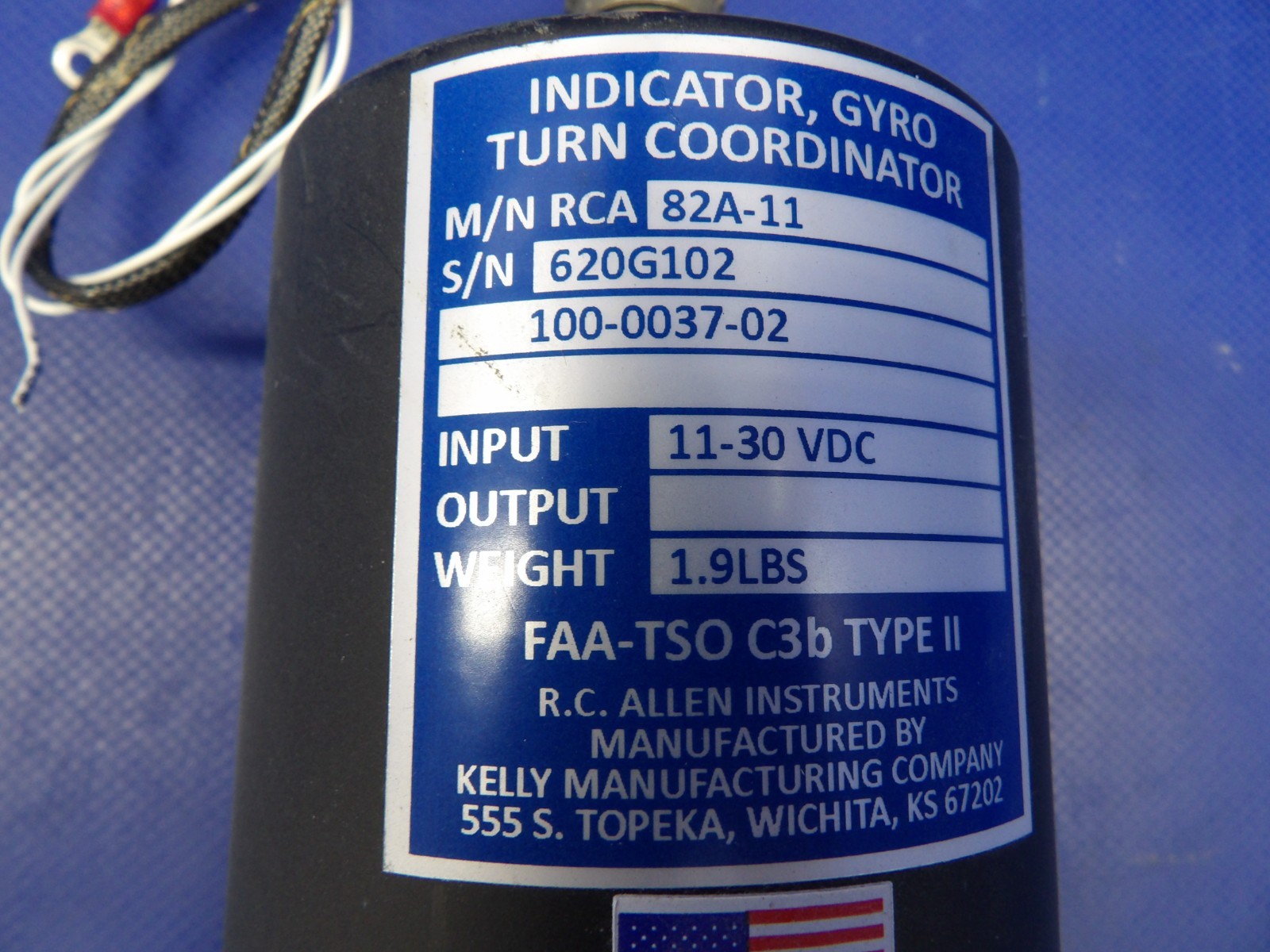 Diamond R.C. Allen Turn Coordinator 11-30V P/N RCA82A-11 TESTED (0626-1466)