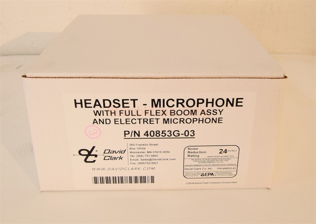 David Clark 40853G-03 Aviation Headset with M-7A Microphone New In Box