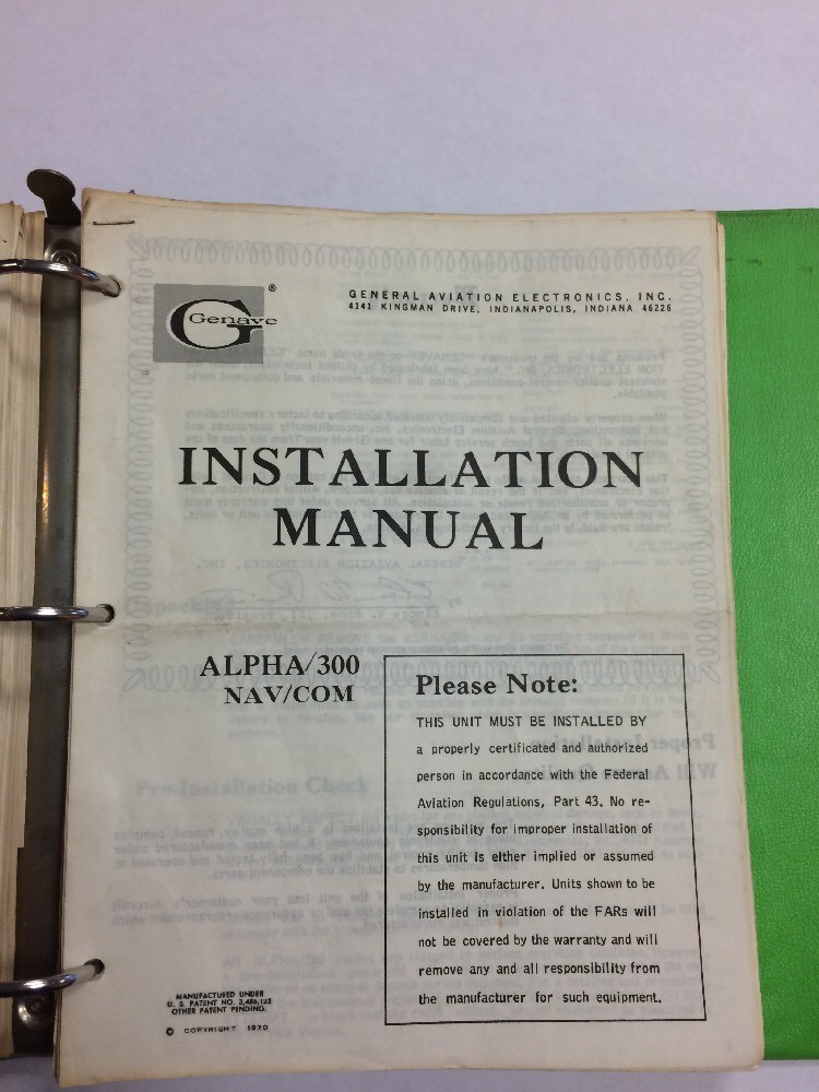 8 Genave & 4 FD Ops & Installation Manuals In 1 Binder