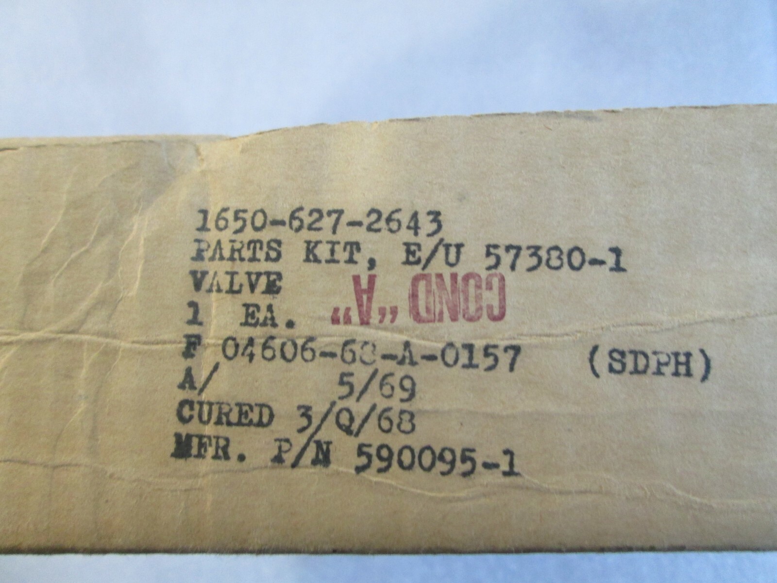 Aircraft Valve Parts Kit P/N 590095-1 New