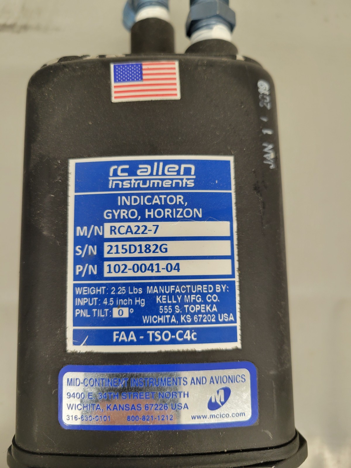 102-0041-04 RCA 22-7 GYRO HORIZON INDICATOR