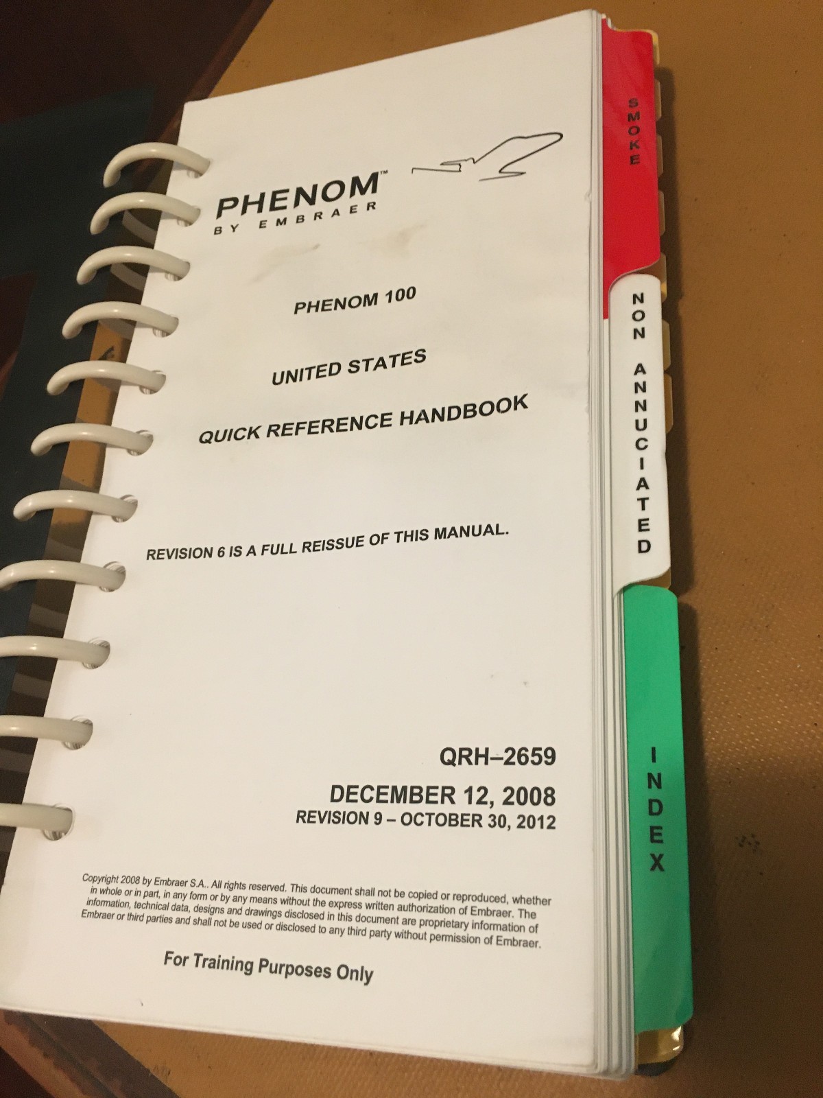 Embraer Phenom 100 QRH Quick Reference Handbook, United States.