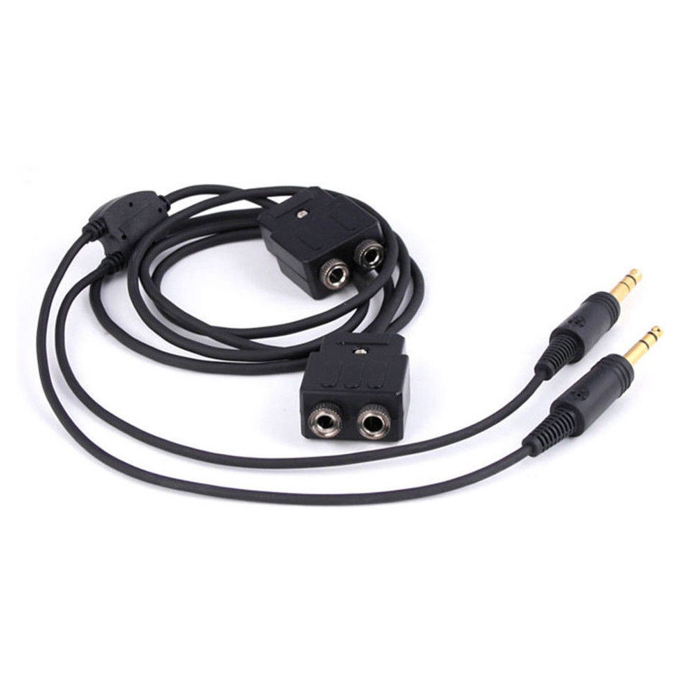General Aviation Dual Plug Headset Splitter David Clark AVCOMM Pilot Rugged Air