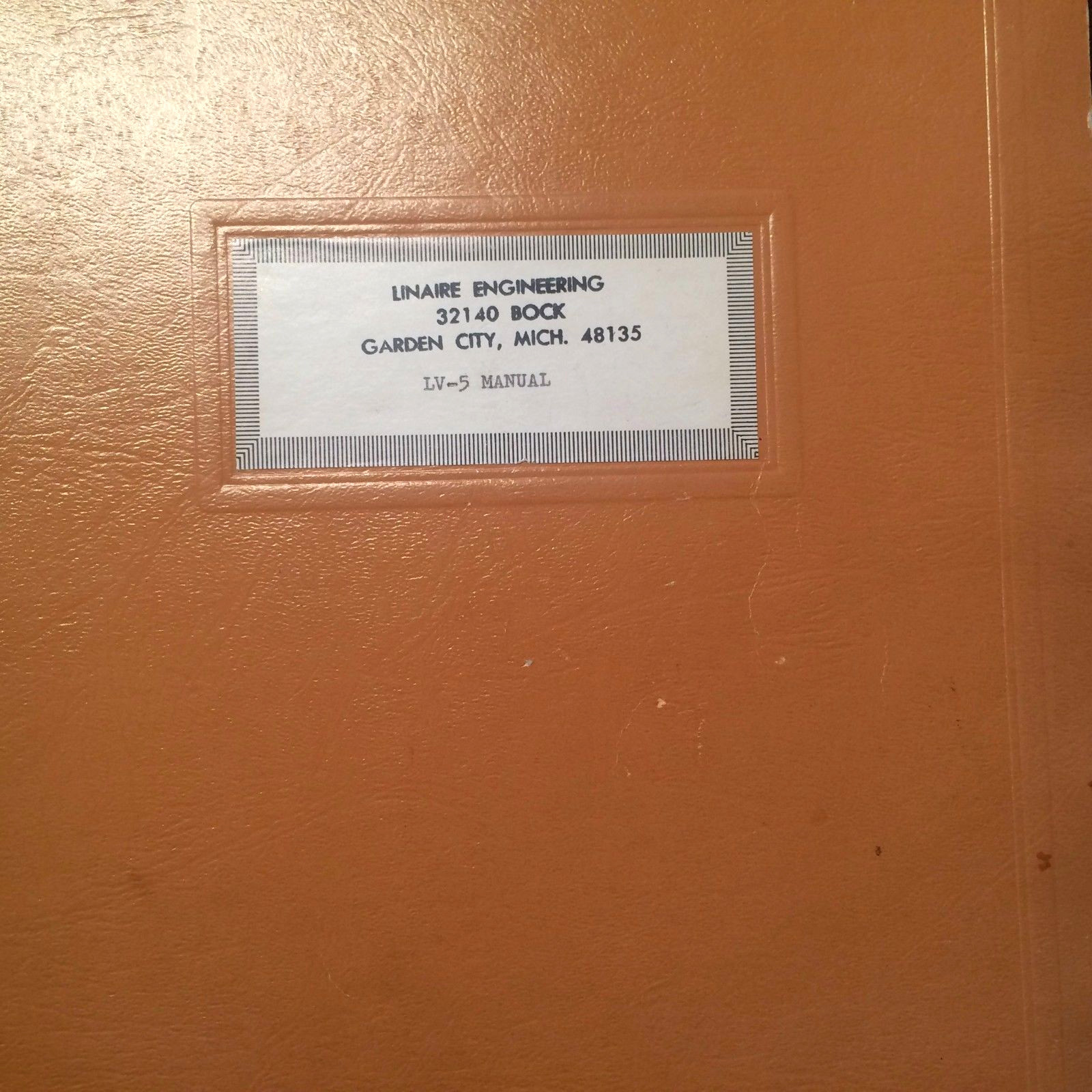 LinAire Nav Test Panel Model LV-5 Install Operation Service & Parts Manual