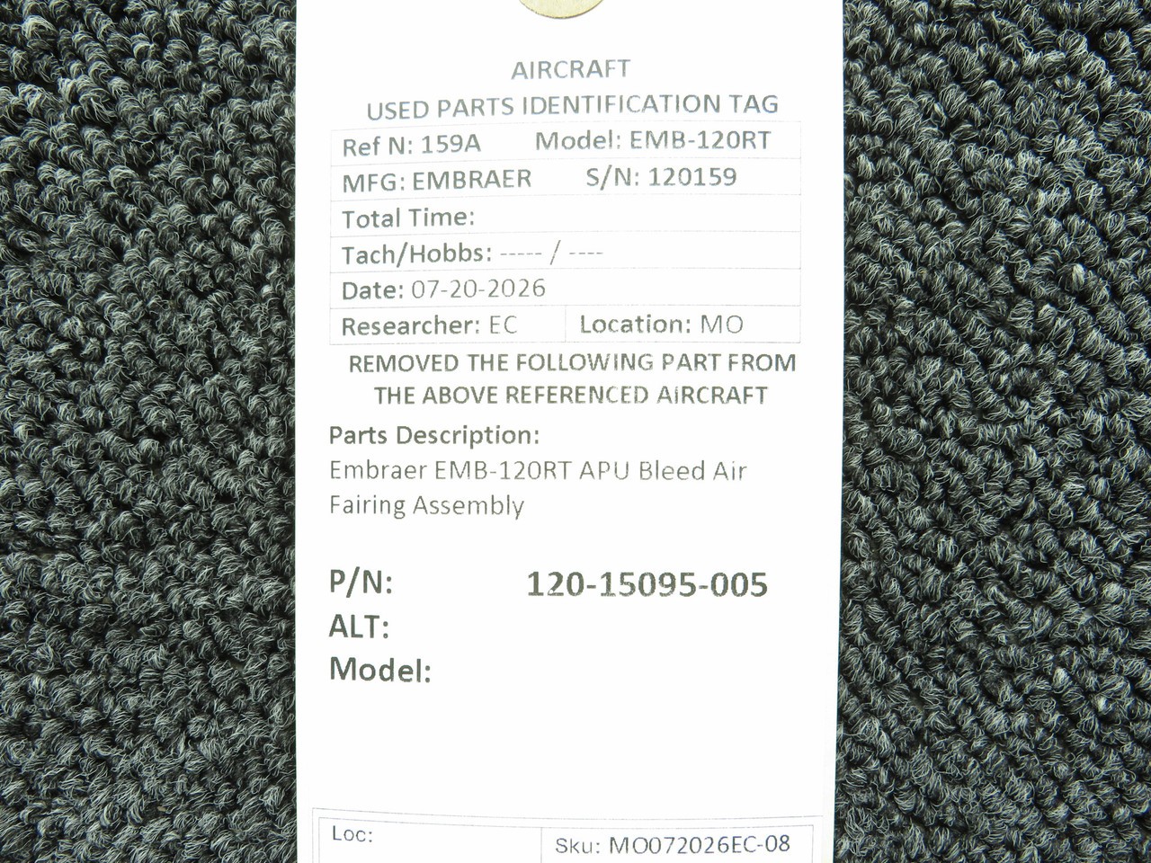 120-15095-005 Embraer EMB-120RT APU Bleed Air Fairing Assembly