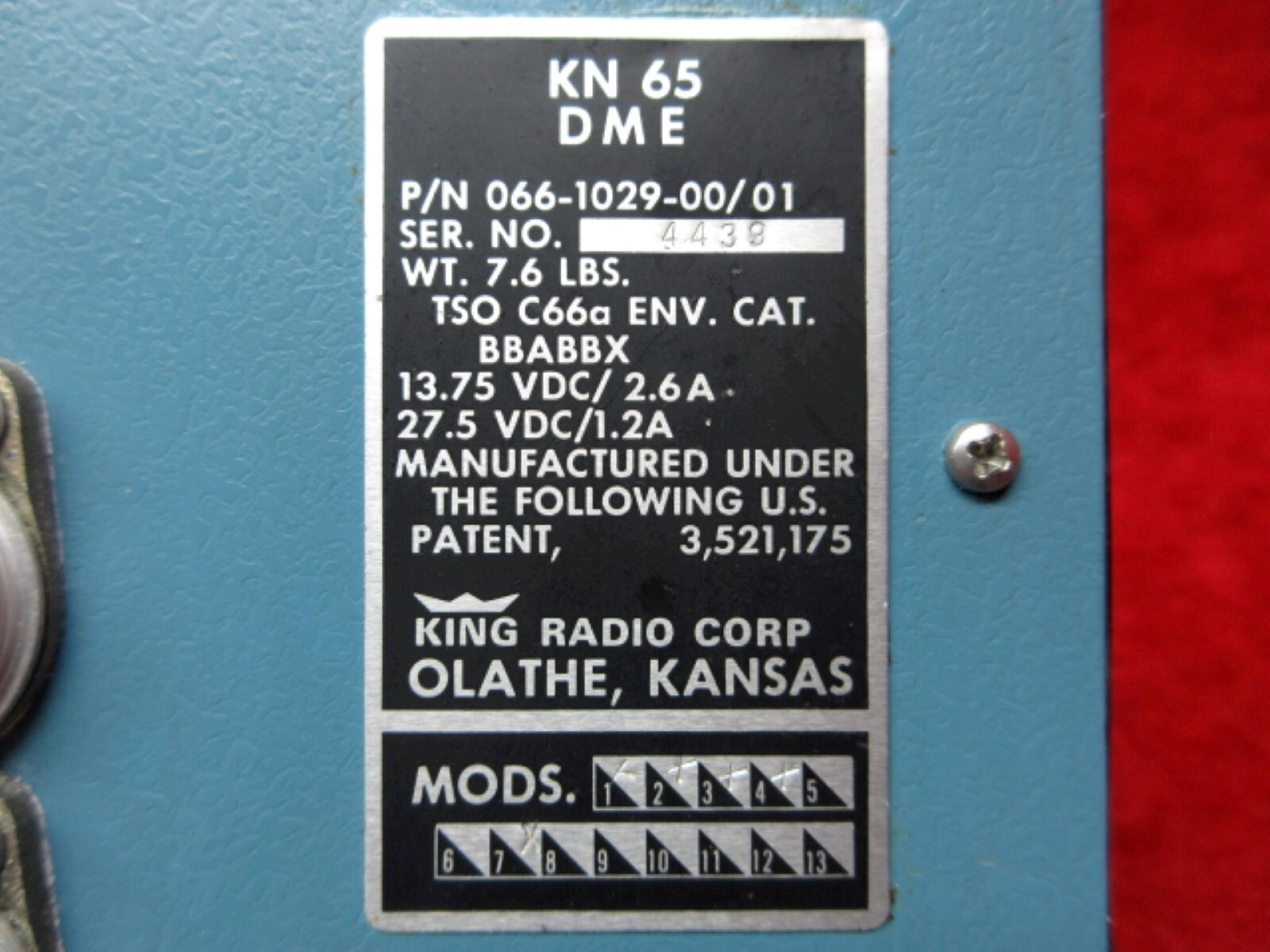 King Radio KN-65 DME Receiver 14/28V PN 066-1029-00/01