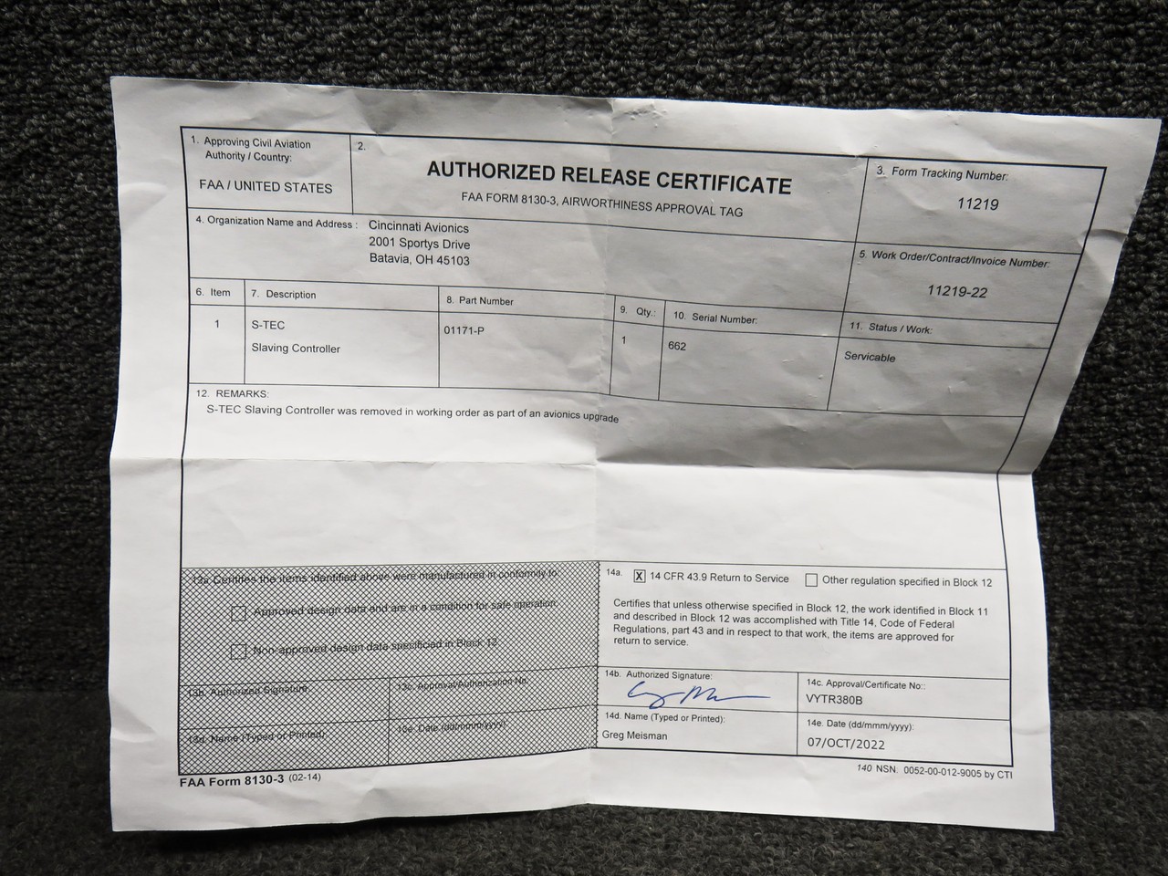 01171-P S-Tec Corporation Slaving Controller Assembly with 8130