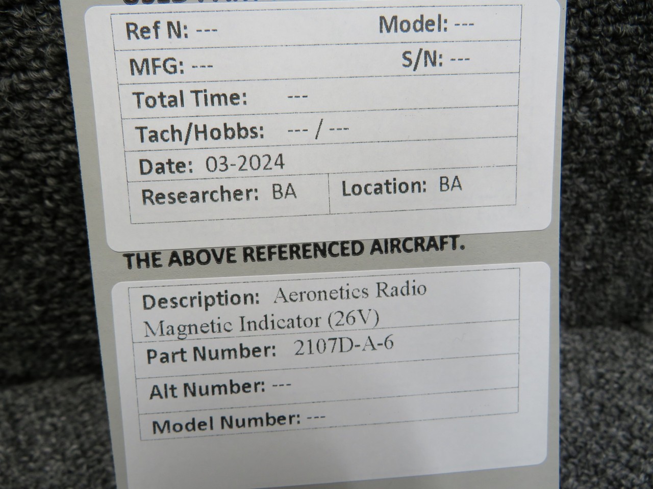 2107D-A-6 Aeronetics Radio Magnetic Indicator (26V)
