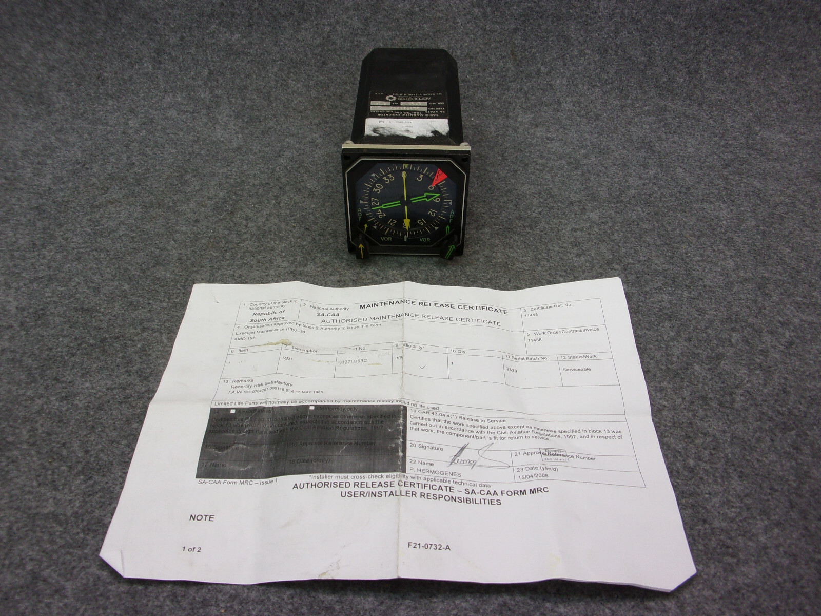 Aeronetics RMI P/N 3137LB63C Serviceable w/SA-CAA Form MRC