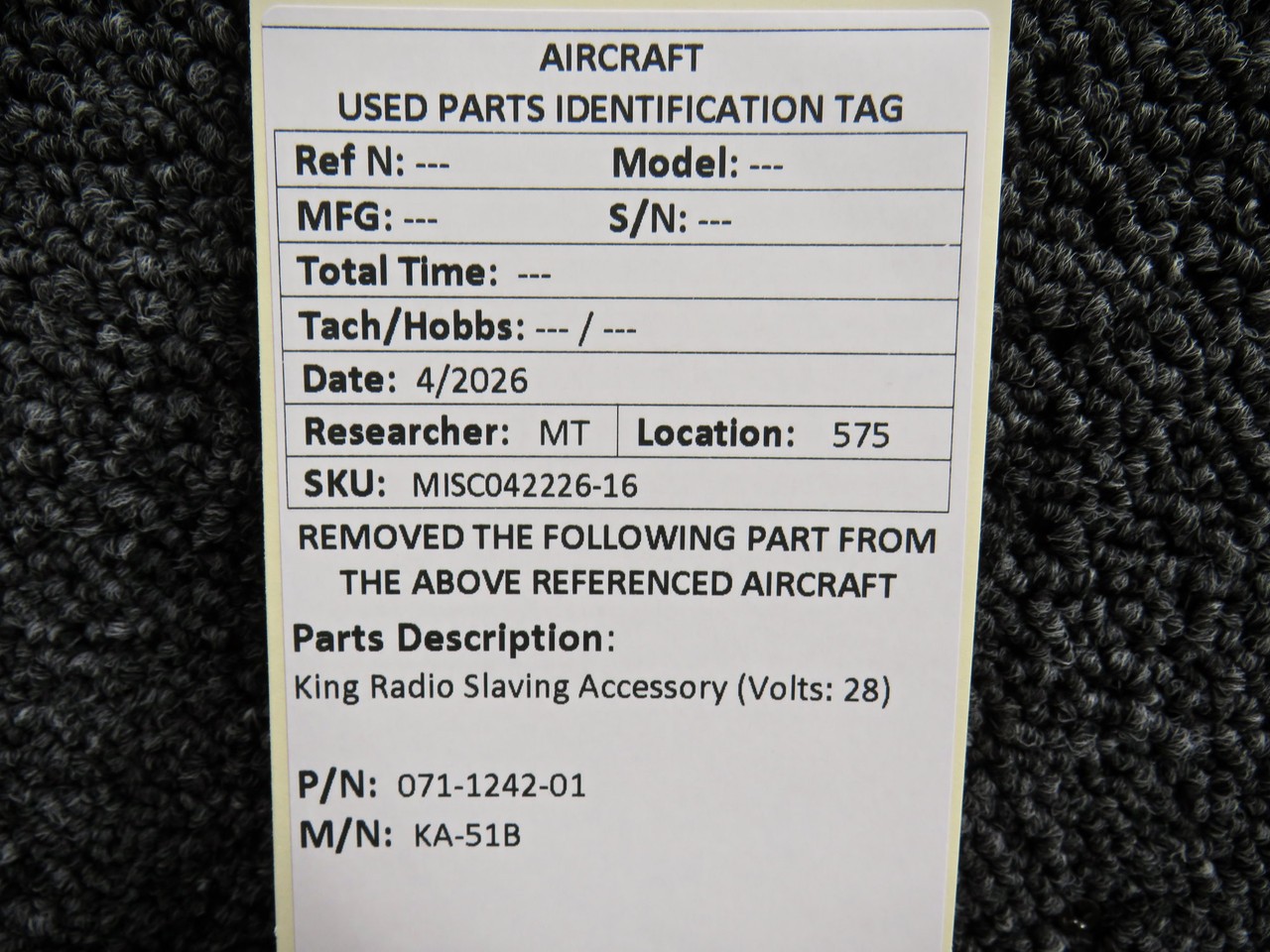 071-1242-01 King Radio KA-51B Slaving Accessory (Volts: 28)