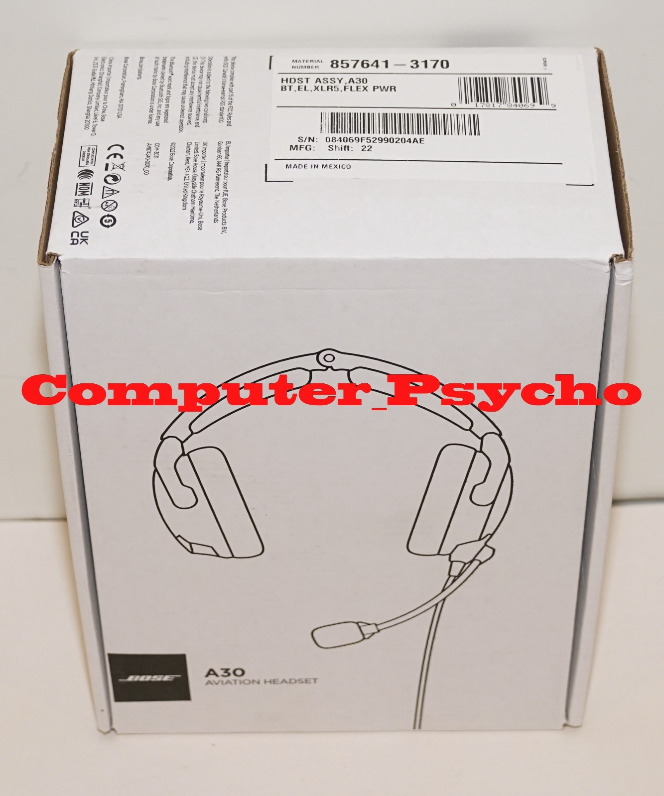 BOSE A30 857641-3170 AVIATION HEADSET BLUETOOTH AIRBUS XLR 5 PIN FLEX POWER