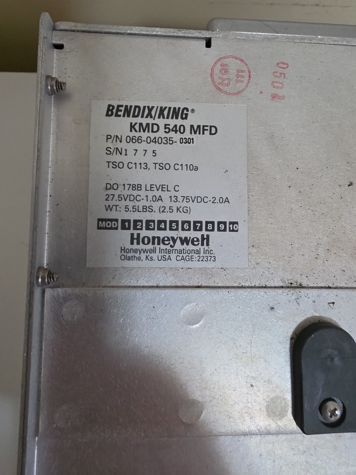 Bendix/King KMD 550 MFD P/N 066-04035-0301 – As-Is – Needs Display Replaced