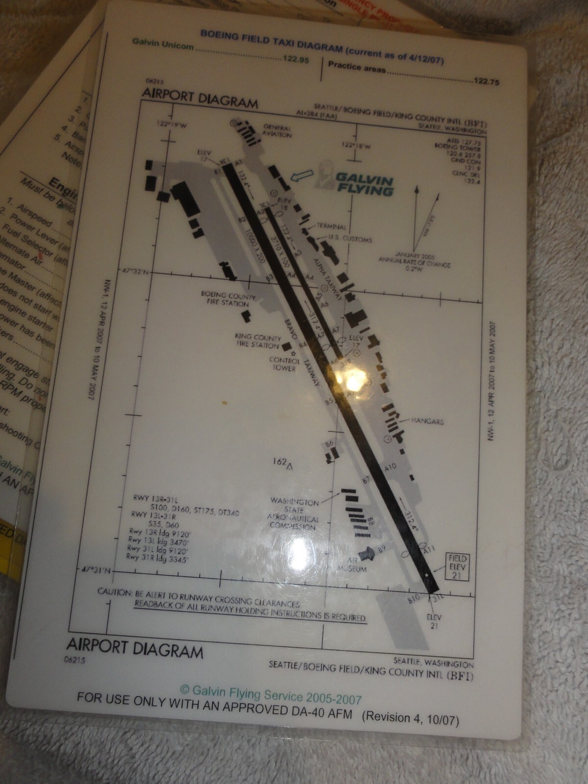 NEW Diamond DA40 DA42 G1000 Aircraft Pilot Procedure Checklist Laminated Cards