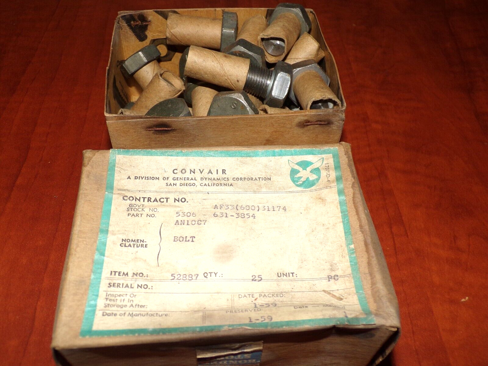 Convair General Dynamics Bolts AN10C7 (Box of 25)