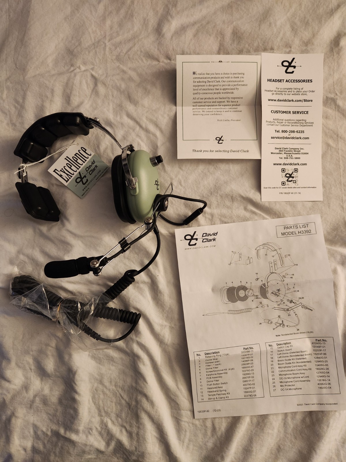 David Clark – H3392 Single Ear Aviation Headset w/ Microphone & PTT Switch