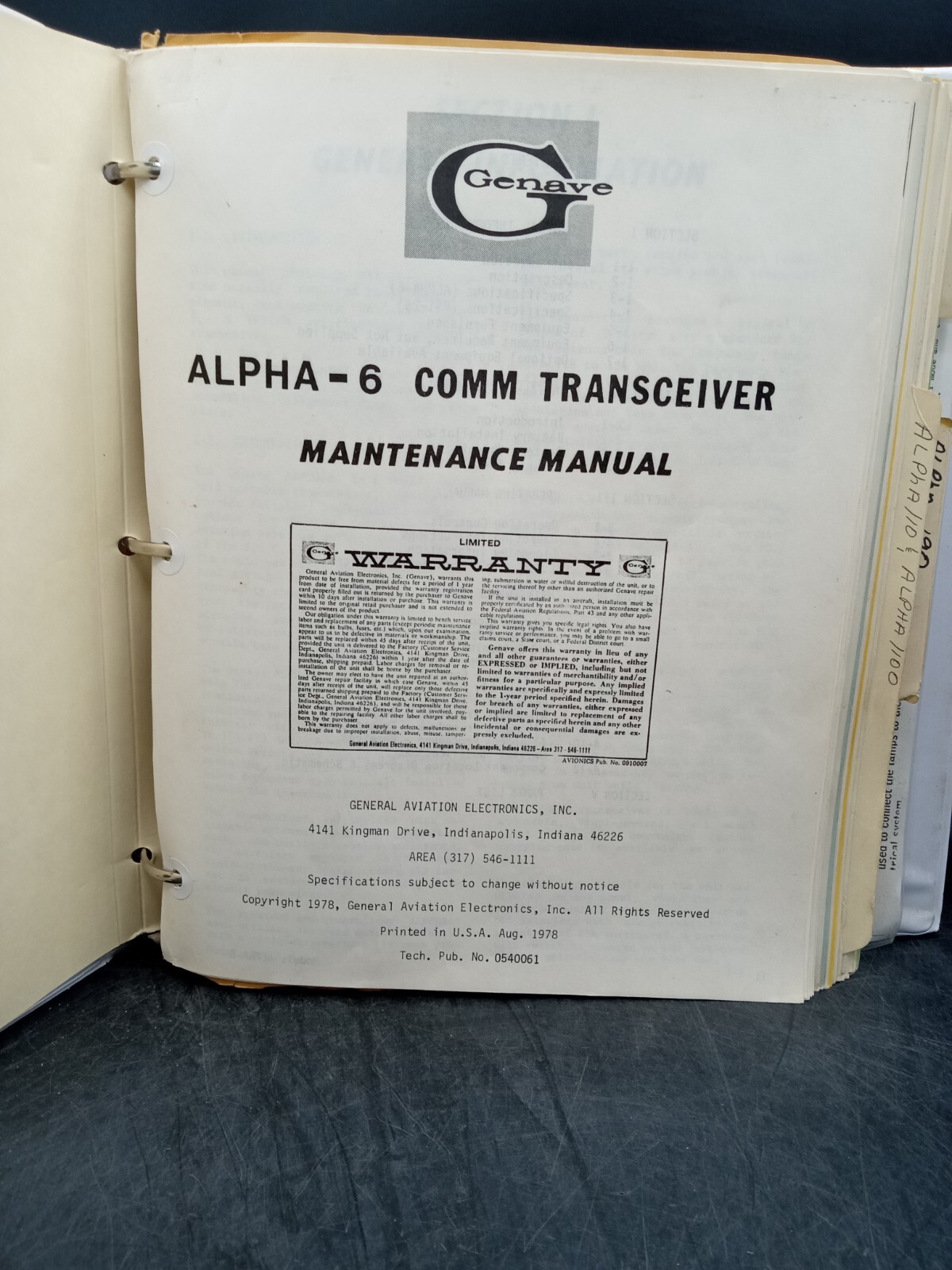 Genave Maintenance Manuals