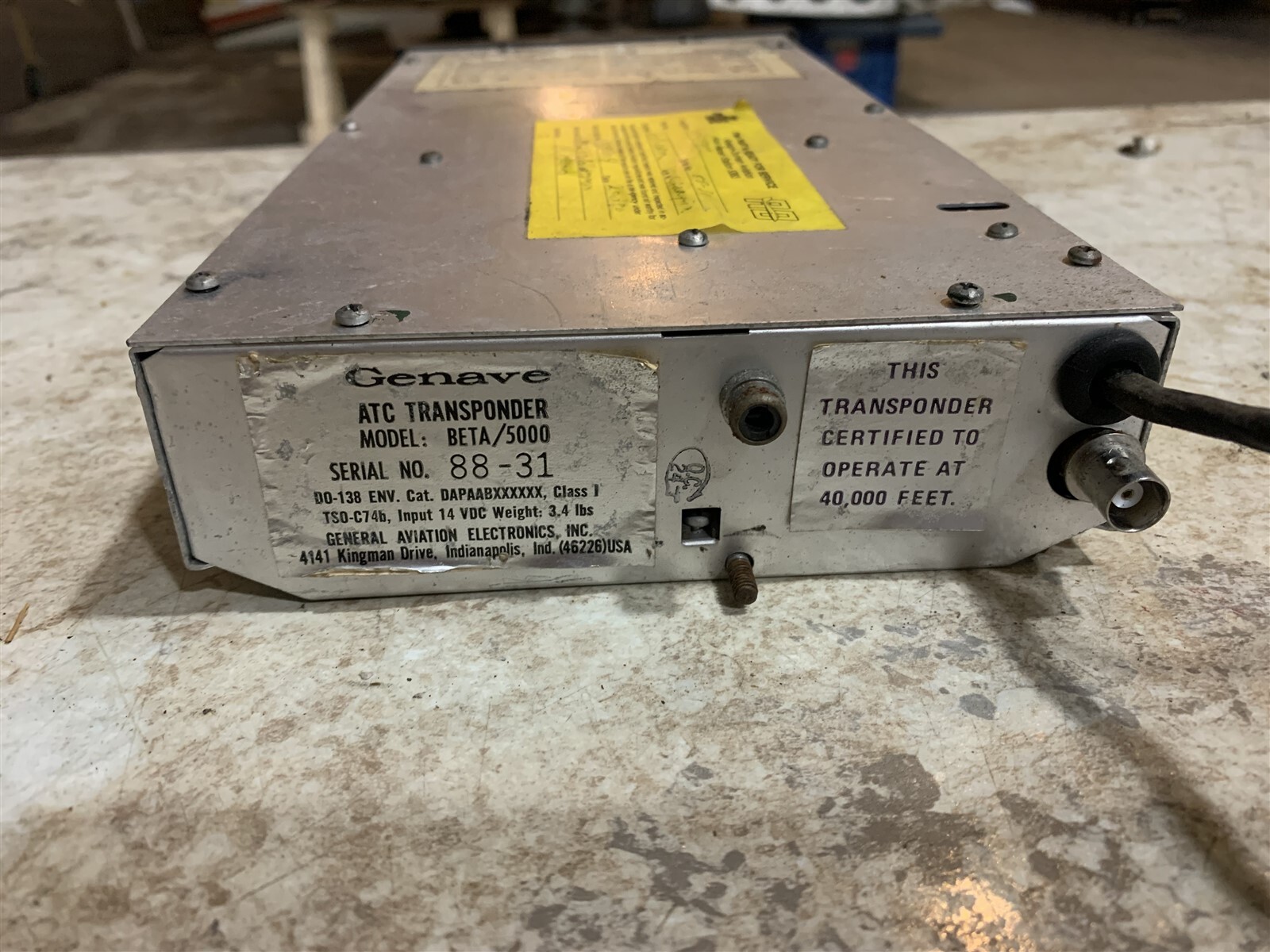 Cessna 150 L ATC Genave Transponder Beta 5000 With Tray