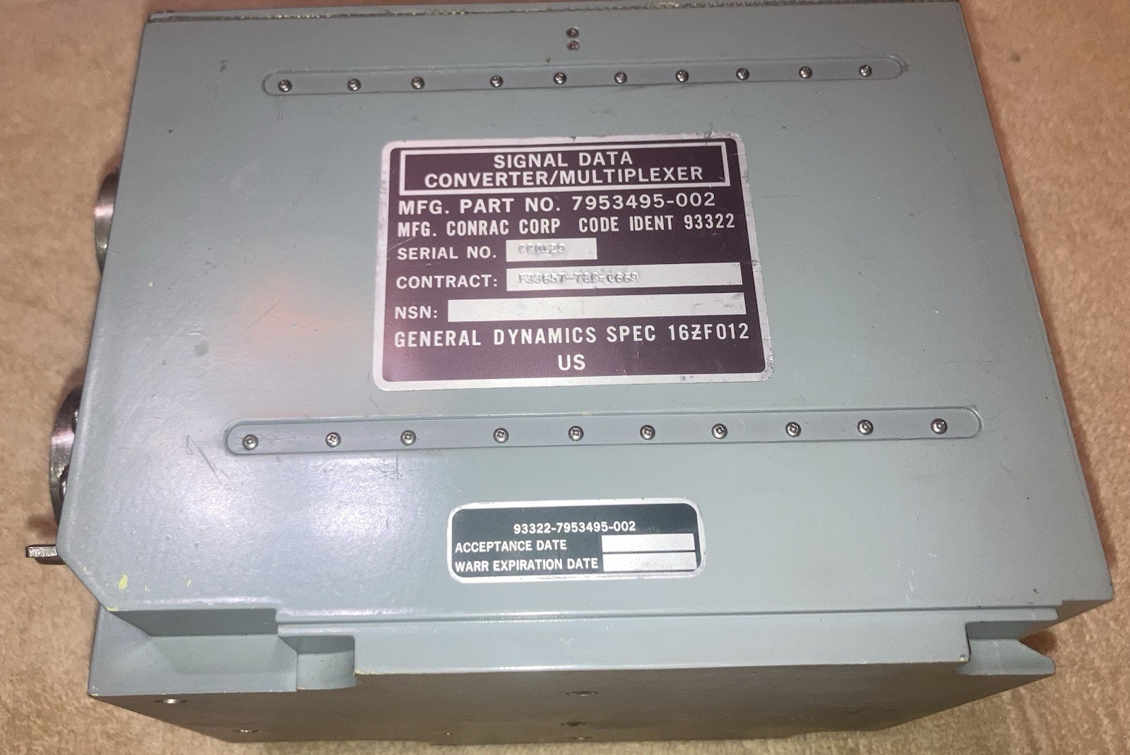 GENERAL DYNAMICS LOCKHEED F-16 AIRCRAFT SIGNAL CONVERTER NSN 6610-01-052-0803