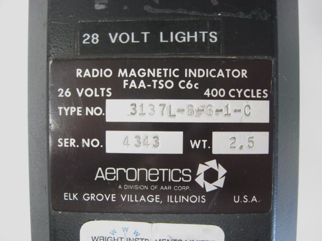 Aeronetics Radio Magnetic Indicator – PN: 3137L-B-6-1-C – Maintenance Release
