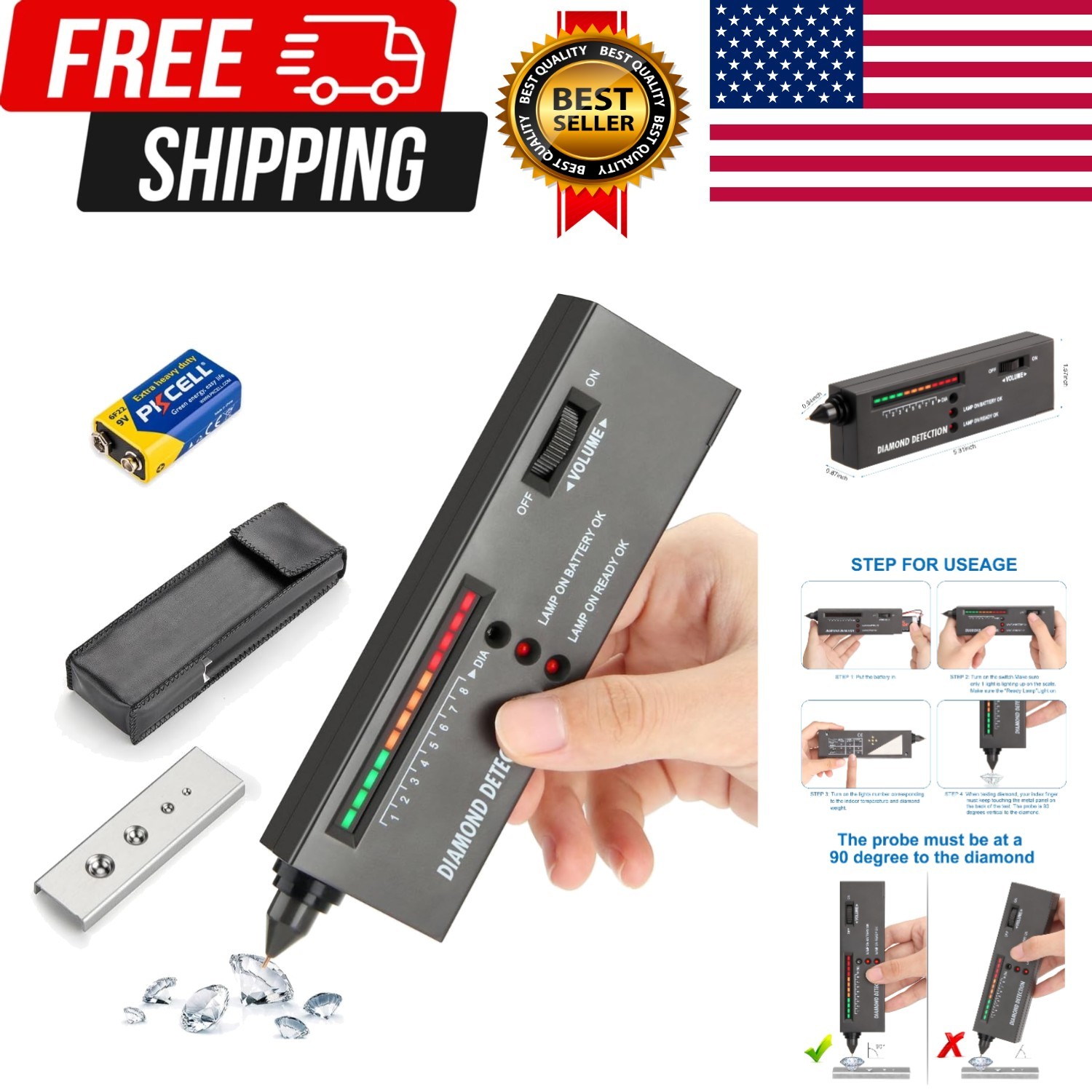 High Accuracy Gold Silver Kit Diamond Tester Precious Metal Testing Kit New