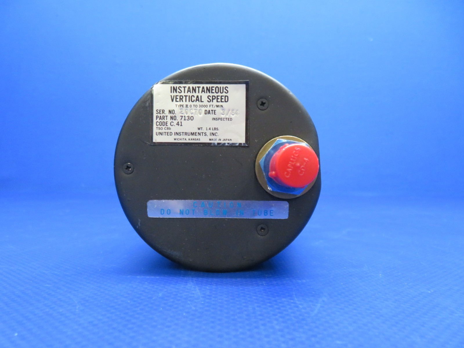 United Instruments Vertical Speed Indicator P/N 7130 WARRANTY (1125-156)