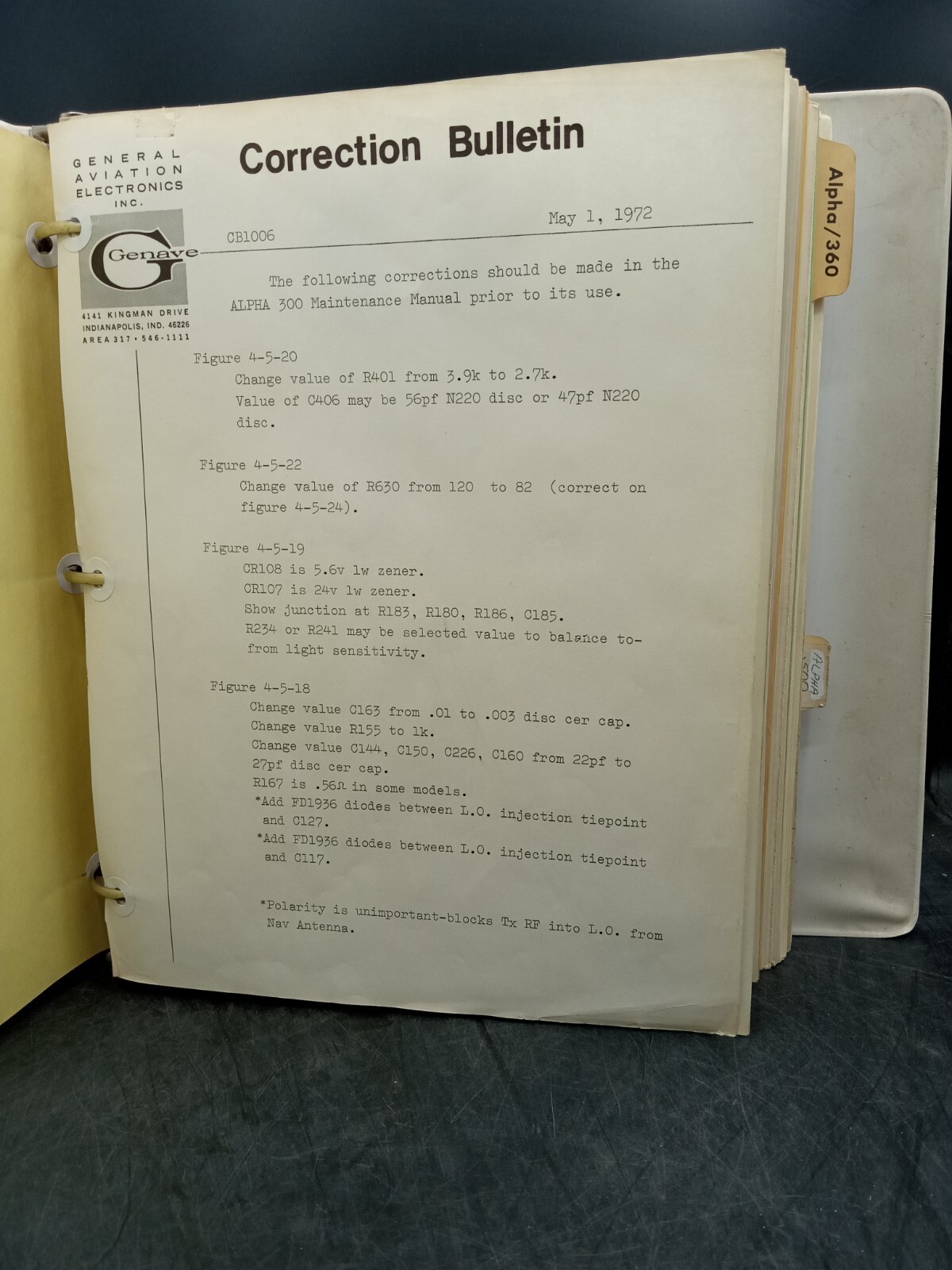 Genave Alpha/300/360/500/600 NAV/COM Maintenance Manual