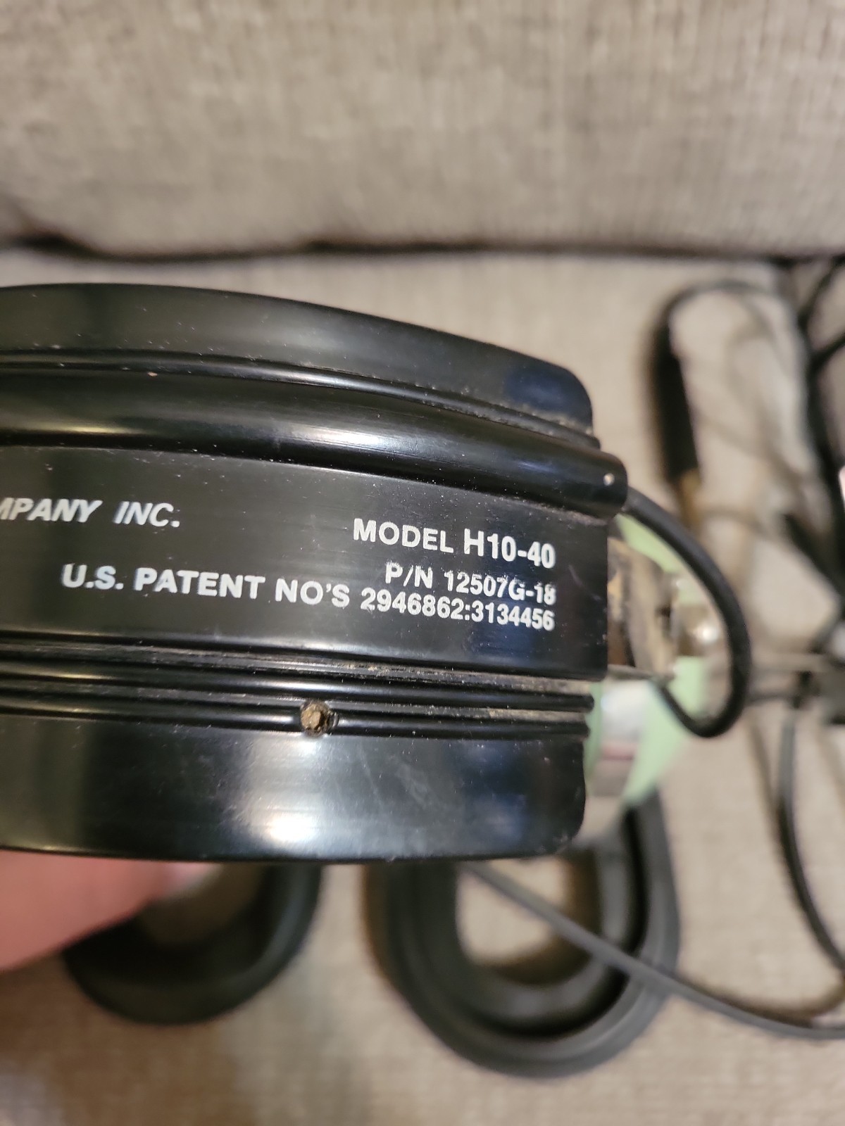 David Clark Headset Model H10-40 W/M-4 Electret Microphone. Untested, Parts Only