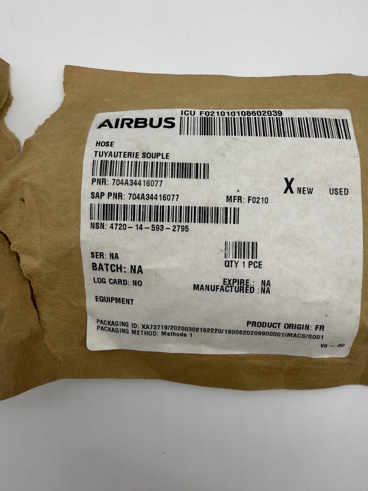 Airbus Helicopter Flexible Hose PNR 704A34416077 NSN 4720-14-593-2795 – NEW OEM