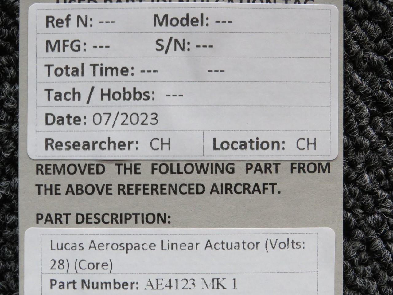 AE4123 MK1 Lucas Aerospace Linear Actuator (Volts: 28) (Core)