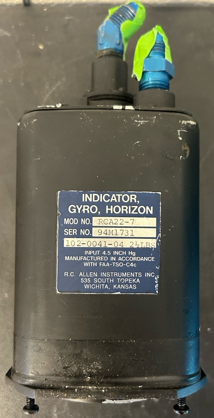 RC ALLEN RCA22-7 Attitude Indicator Gyro Horizon – PN 102-0041-04 – Tested Works